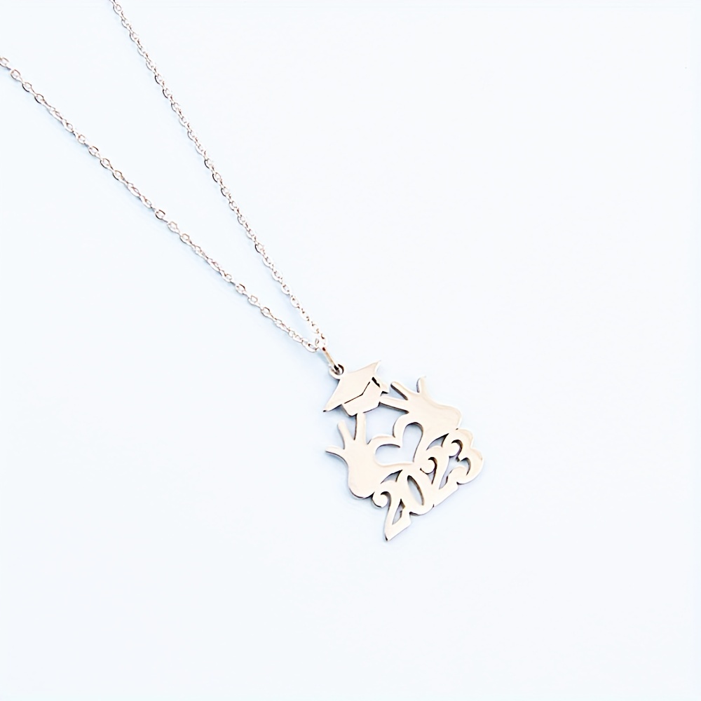 Bachelors Cap Pendant Necklace Stainless Steel Graduation Gift
